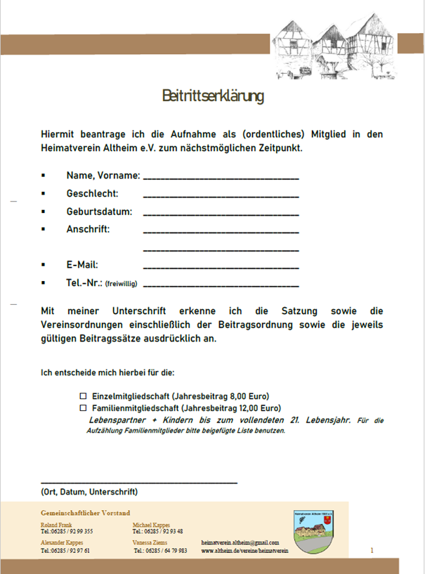 Beitrittserklarung